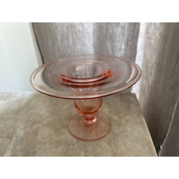 Vintage Pink Depression Glass Compote Dish Pedestal Stand - Picture 16 of 16
